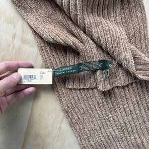 Lauren Ralph Lauren Scarf Womens One Size Brown Ribbed Knit Soft Winter Wrap
